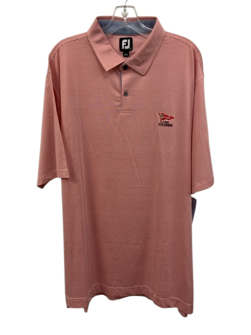 Foot Joy Size 2XL Orange Synthetic Striped Polo Men's Short Sleeve Orange / 2XL