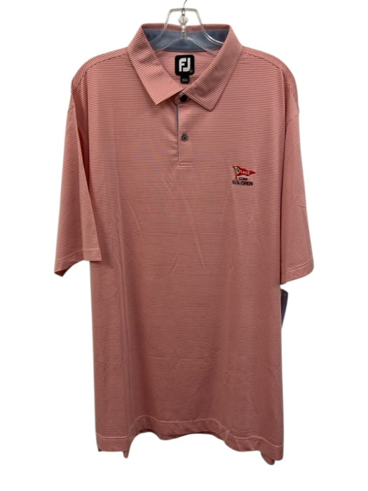 Foot Joy Size 2XL Orange Synthetic Striped Polo Men's Short Sleeve Orange / 2XL