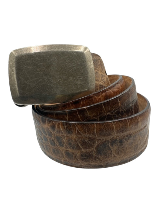 W Kleinberg Brown Leather Embossed Men's Belt Brown