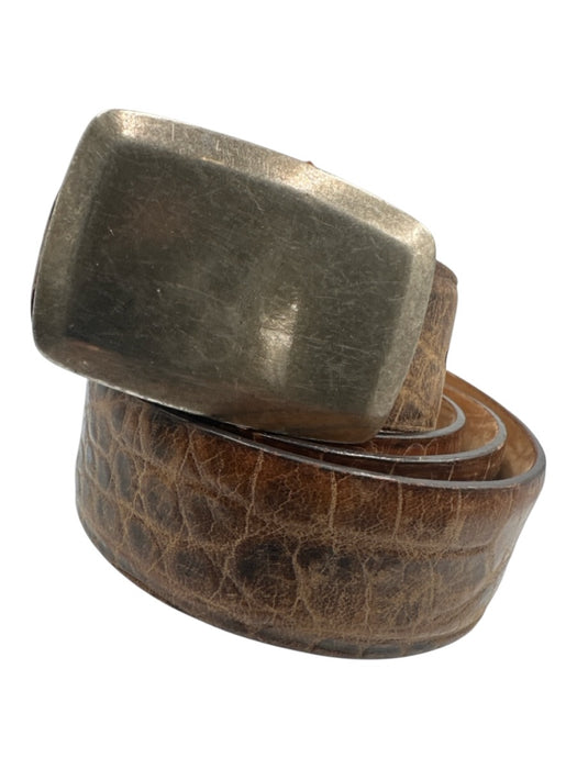 W Kleinberg Brown Leather Embossed Men's Belt Brown