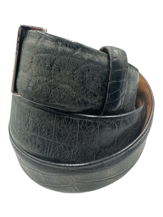 W Kleinberg Black Leather Embossed Men's Belt Black