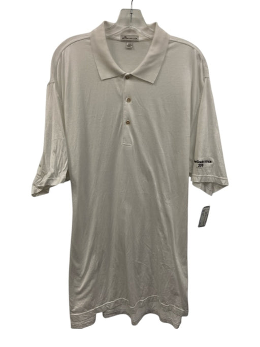 Peter Millar Size XXL White Cotton Solid Polo Men's Short Sleeve White / XXL