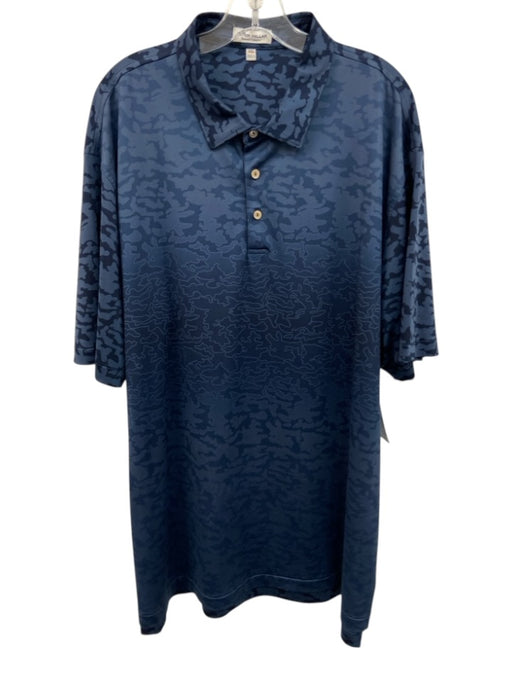 Peter Millar Size XXL Navy Synthetic Camo Polo Athleisure Men's Short Sleeve Navy / XXL