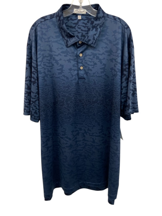Peter Millar Size XXL Navy Synthetic Camo Polo Athleisure Men's Short Sleeve Navy / XXL