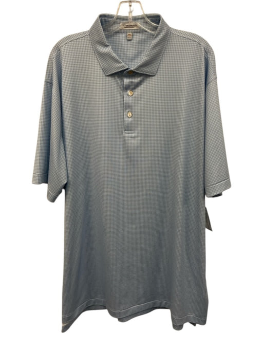 Peter Millar Size XXL Light Blue & White Synthetic Circle Polo Short Sleeve Light Blue & White / XXL