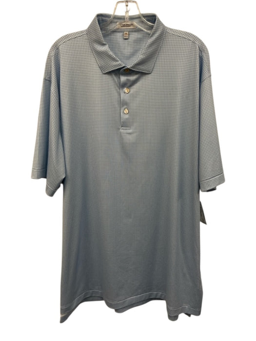 Peter Millar Size XXL Light Blue & White Synthetic Circle Polo Short Sleeve Light Blue & White / XXL