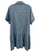 Maye Size L Blue Cotton Button Front Patch Pocket Short Sleeve Knee length Dress Blue / L