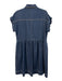 Maye Size L Blue Cotton Button Front Patch Pocket Sleeveless Collared Dress Blue / L