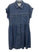Maye Size L Blue Cotton Button Front Patch Pocket Sleeveless Collared Dress Blue / L