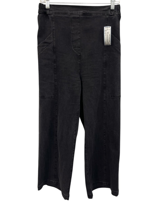 Lisa Bayne Size M Black Tencel Blend Elastic Waist Pockets Wide Leg Jeans Black / M