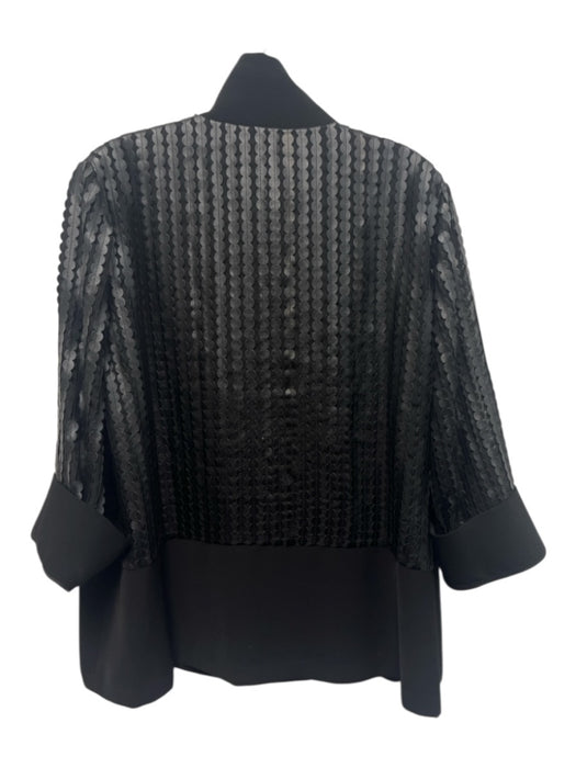 Emmelle Size M Black Polyester Front Zip Applique 3/4 Sleeve Jacket Black / M