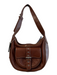 Kenneth Cole Brown Leather Silver Hardware Zip Close Inside & Out Pockets Bag Brown
