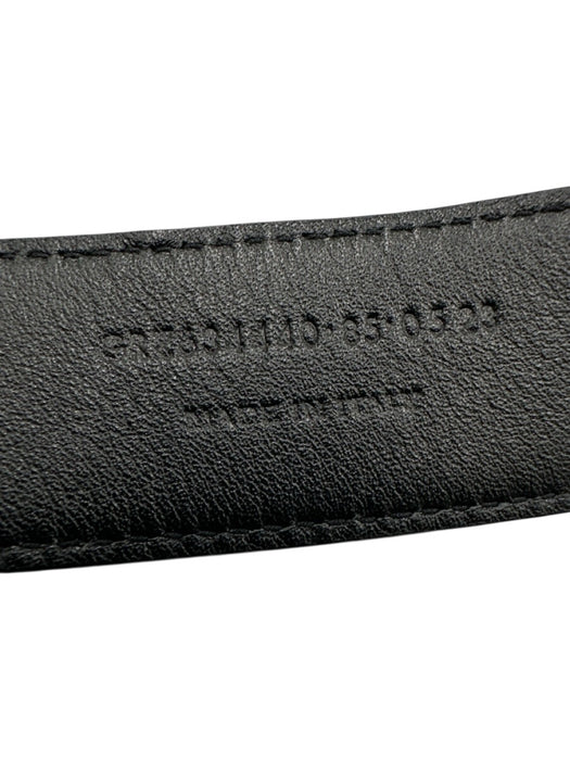 Saint Laurent Black Leather Gold Tone Hardware Logo Rectangle Buckle Belts Black / 34
