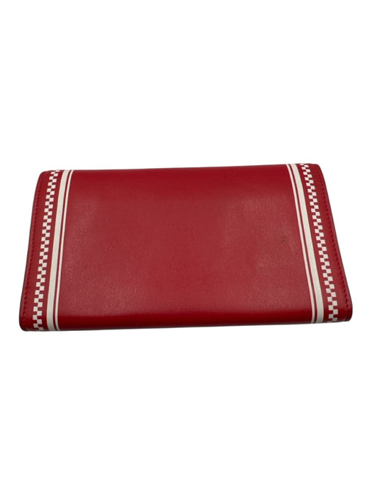 Versace Red & White Leather checkered trim Snap Closure flap Wallets Red & White