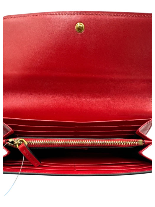 Versace Red & White Leather checkered trim Snap Closure flap Wallets Red & White