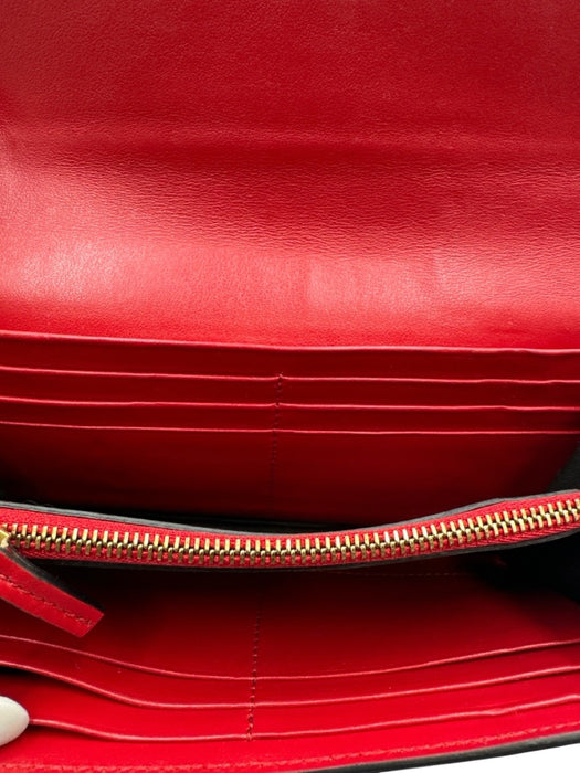 Versace Red & White Leather checkered trim Snap Closure flap Wallets Red & White