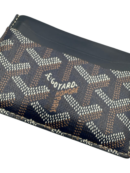 Goyard Blue, White, Brown Calfskin Coated Canvas Goyardine Monogram Wallets Blue, White, Brown