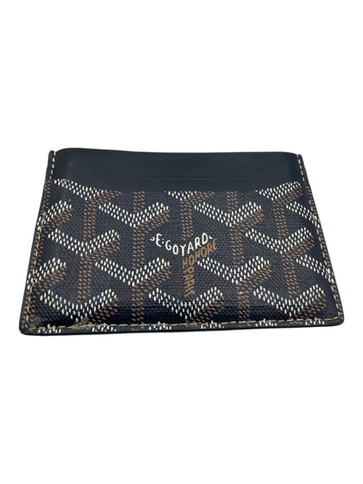 Goyard Blue, White, Brown Calfskin Coated Canvas Goyardine Monogram Wallets Blue, White, Brown