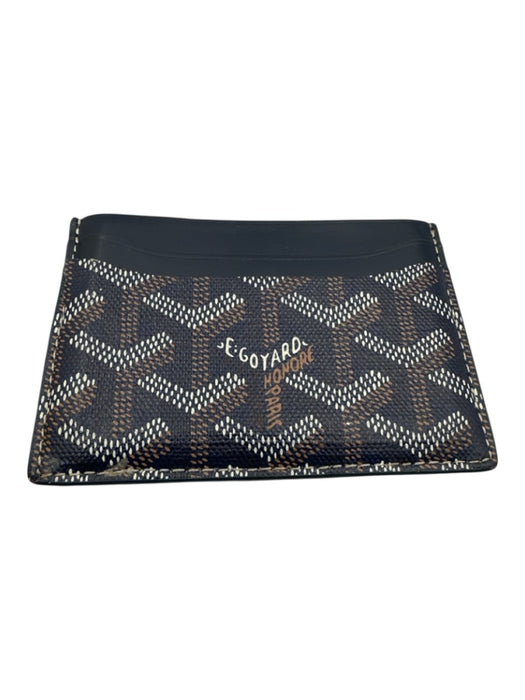Goyard Blue, White, Brown Calfskin Coated Canvas Goyardine Monogram Wallets Blue, White, Brown