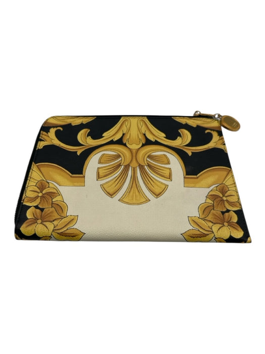 Versace Black, Gold, White Zip Baroque medusa charm Clutch Bag Black, Gold, White / S