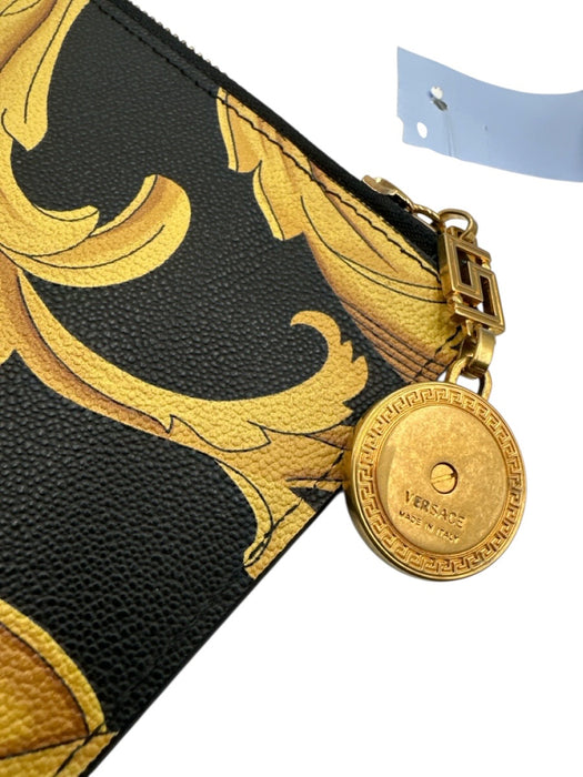 Versace Black, Gold, White Zip Baroque medusa charm Clutch Bag Black, Gold, White / S