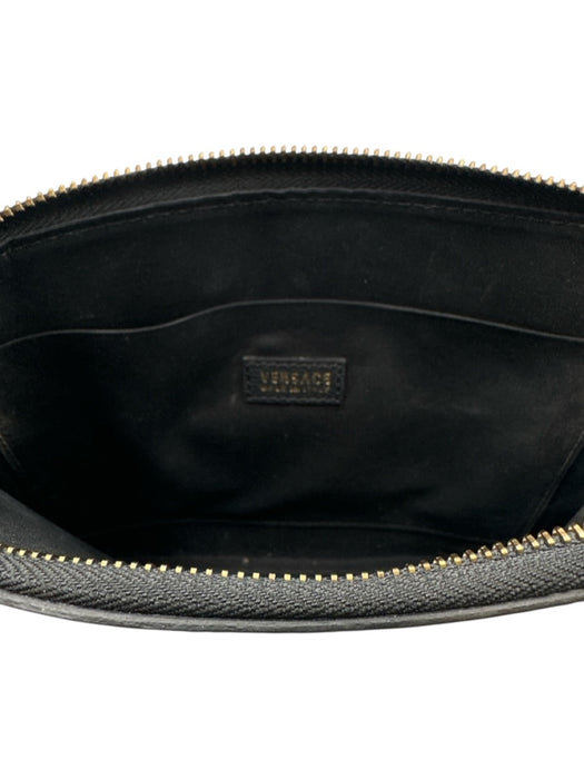 Versace Black, Gold, White Zip Baroque medusa charm Clutch Bag Black, Gold, White / S