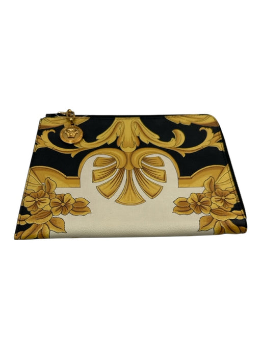 Versace Black, Gold, White Zip Baroque medusa charm Clutch Bag Black, Gold, White / S