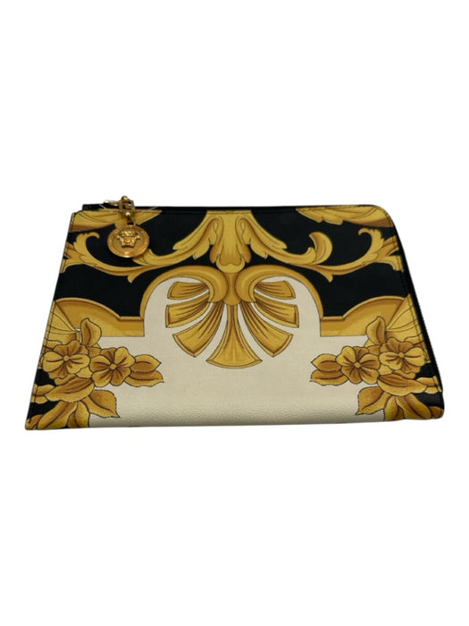 Versace Black, Gold, White Zip Baroque medusa charm Clutch Bag Black, Gold, White / S