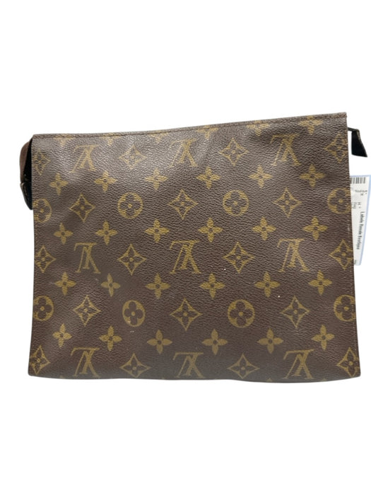 Louis Vuitton Brown & Tan Coated Canvas Monogram Zip Pouch Bag Brown & Tan / S