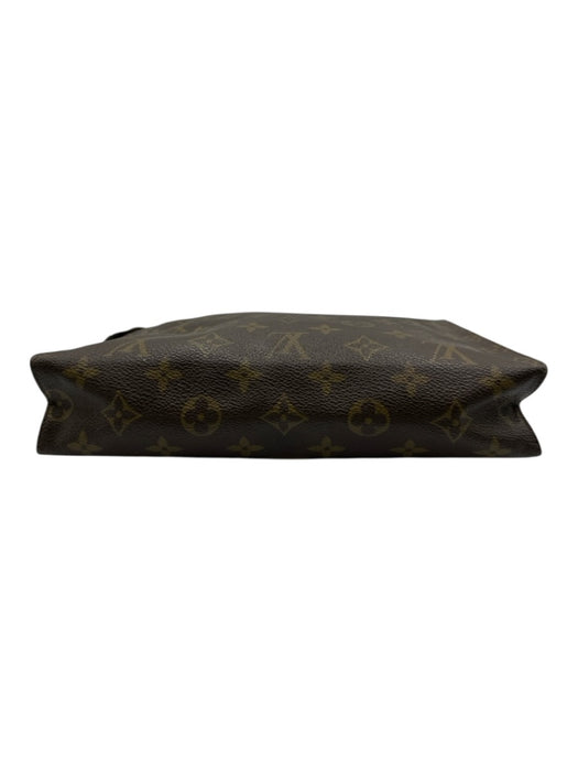 Louis Vuitton Brown & Tan Coated Canvas Monogram Zip Pouch Bag Brown & Tan / S