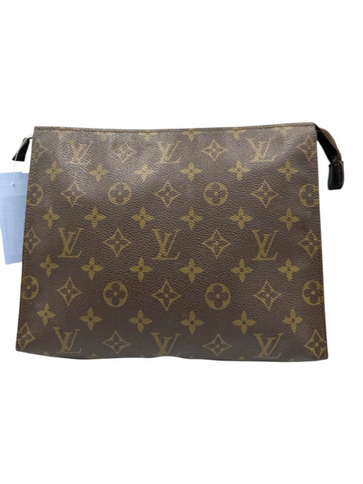 Louis Vuitton Brown & Tan Coated Canvas Monogram Zip Pouch Bag Brown & Tan / S