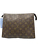 Louis Vuitton Brown & Tan Coated Canvas Monogram Zip Pouch Bag Brown & Tan / S
