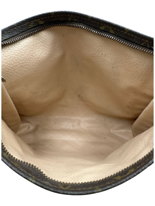 Louis Vuitton Brown & Tan Coated Canvas Monogram Zip Pouch Bag Brown & Tan / S