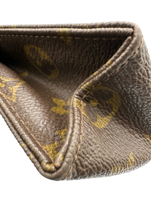Louis Vuitton Brown & Tan Coated Canvas Monogram Zip Pouch Bag Brown & Tan / S