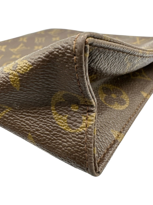 Louis Vuitton Brown & Tan Coated Canvas Monogram Zip Pouch Bag Brown & Tan / S