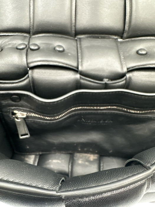 Bottega Veneta Black & Silver Lambskin Silvertone hardware Intrecciato Bag Black & Silver / M