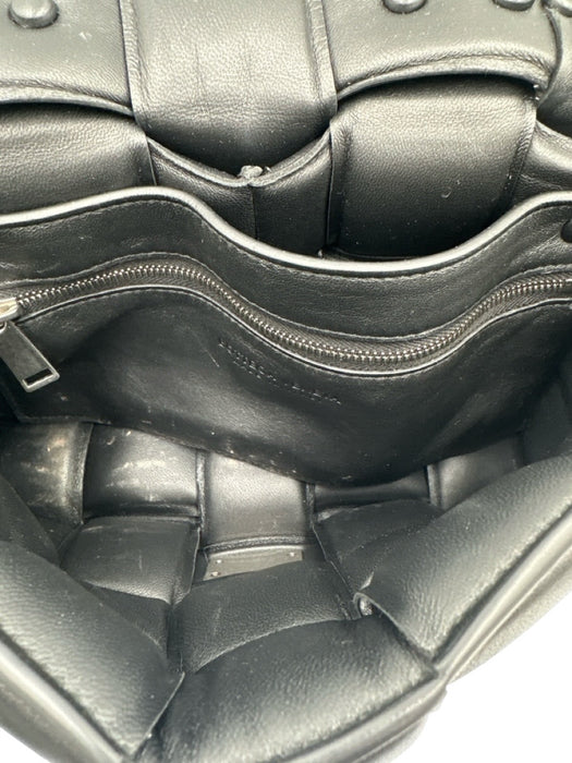 Bottega Veneta Black & Silver Lambskin Silvertone hardware Intrecciato Bag Black & Silver / M