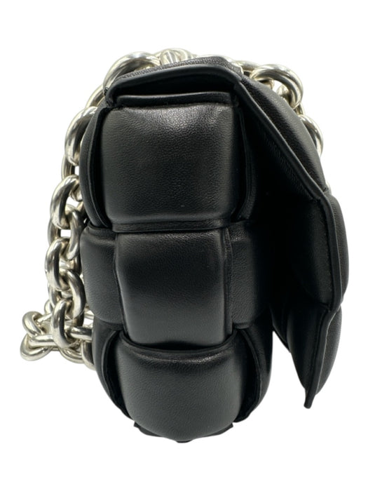 Bottega Veneta Black & Silver Lambskin Silvertone hardware Intrecciato Bag Black & Silver / M