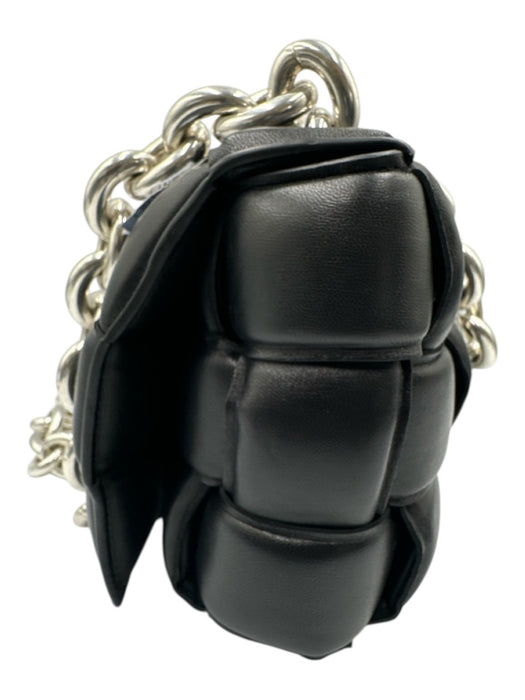 Bottega Veneta Black & Silver Lambskin Silvertone hardware Intrecciato Bag Black & Silver / M