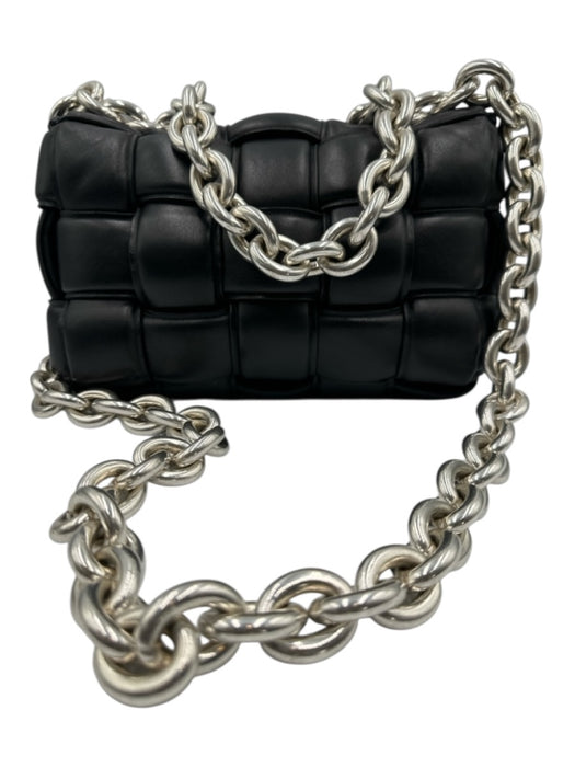 Bottega Veneta Black & Silver Lambskin Silvertone hardware Intrecciato Bag Black & Silver / M