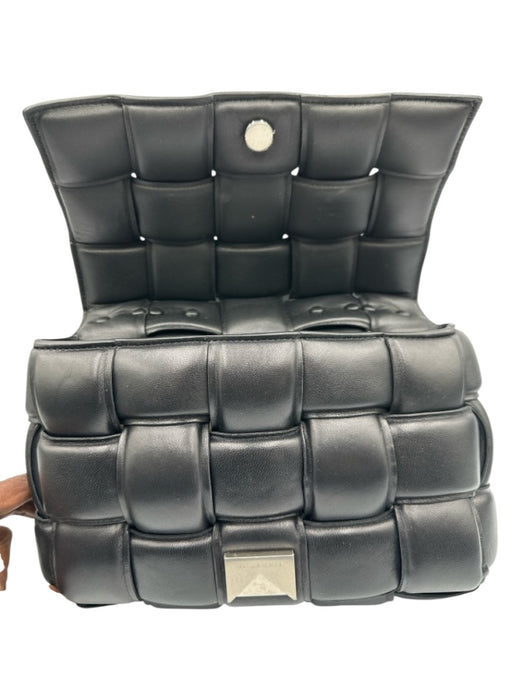 Bottega Veneta Black & Silver Lambskin Silvertone hardware Intrecciato Bag Black & Silver / M