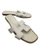 Hermes Shoe Size 39 White & Brown Calfskin Leather Cut Out Slide Sandals White & Brown / 39