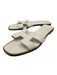 Hermes Shoe Size 39 White & Brown Calfskin Leather Cut Out Slide Sandals White & Brown / 39