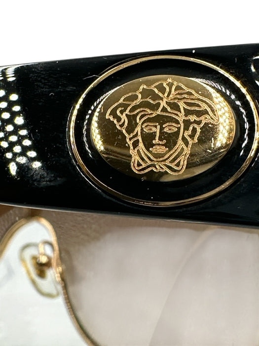 Versace Brown & Gold Metal Frame Gradient medusa insignia Shield Sunglasses Brown & Gold