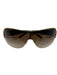 Versace Brown & Gold Metal Frame Gradient medusa insignia Shield Sunglasses Brown & Gold