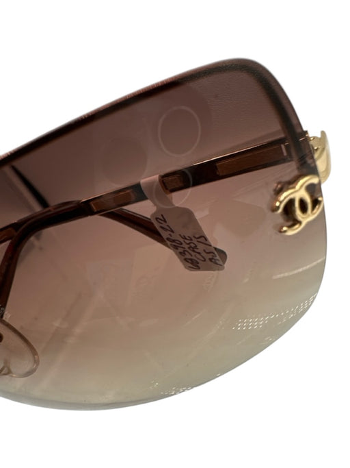Chanel brown, purple, gold Metal Frame Rimless Gradient Lens Square Sunglasses brown, purple, gold
