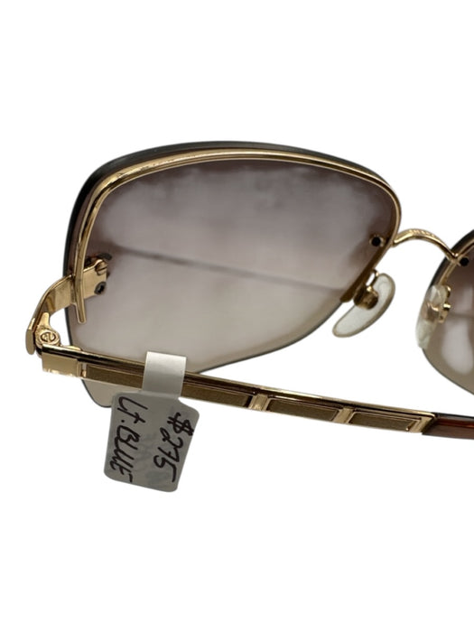 Chanel brown, purple, gold Metal Frame Rimless Gradient Lens Square Sunglasses brown, purple, gold