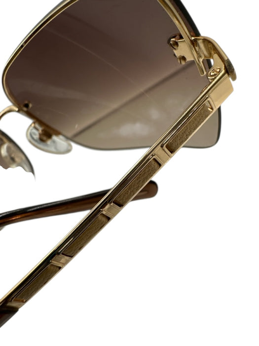 Chanel brown, purple, gold Metal Frame Rimless Gradient Lens Square Sunglasses brown, purple, gold