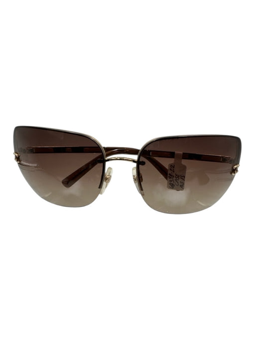 Chanel brown, purple, gold Metal Frame Rimless Gradient Lens Square Sunglasses brown, purple, gold