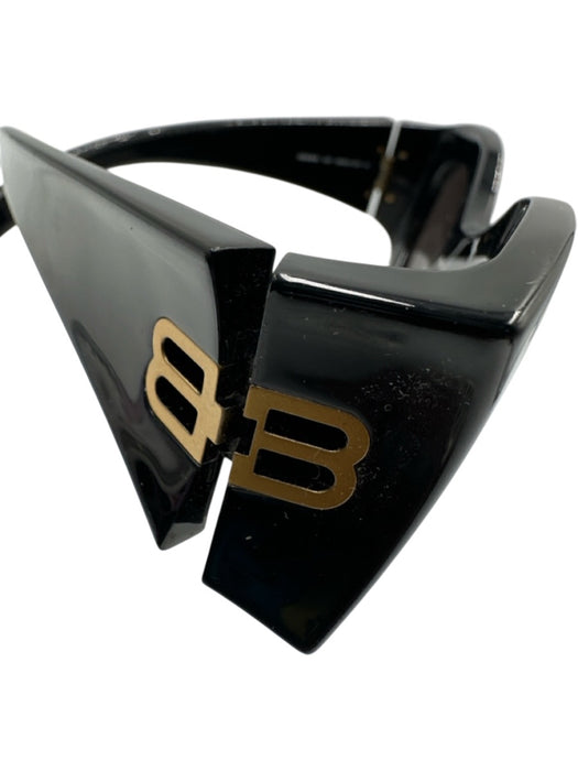 Balenciaga Blue Black Acetate Logo Curved Cat Eye Sunglasses Blue Black